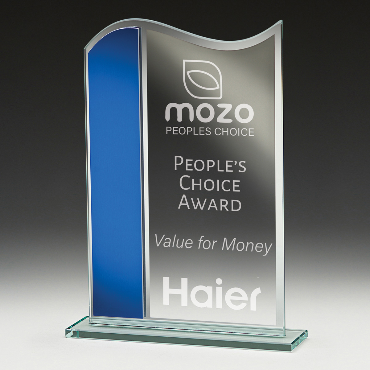 Corporate Business Award Ohana Budget glass Trophy laser engraving